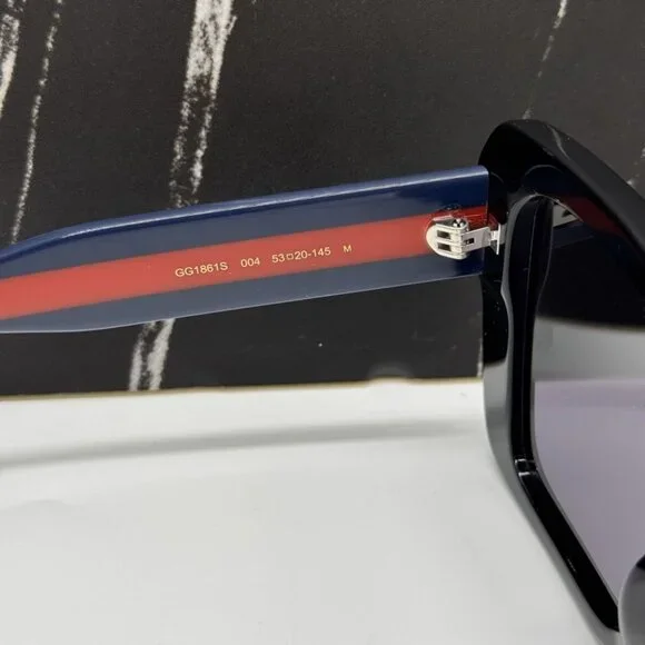NEW GG1861S 004 GUCCI SUNGLASSES SHINY BLACK WOMEN EYEWEAR GUCCI